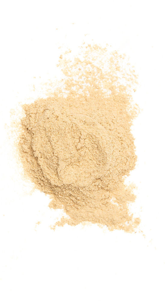 Ashwagandha organic dried root powder pile