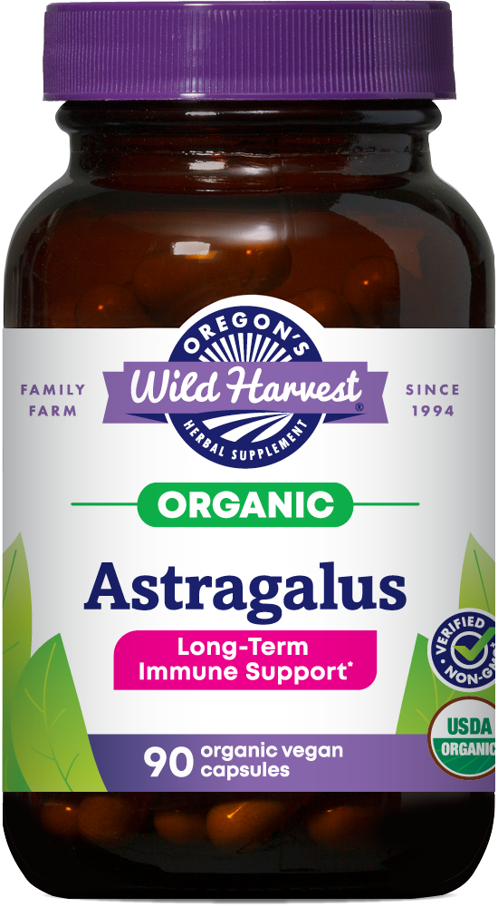 Astragalus organic 90ct capsules bottle front