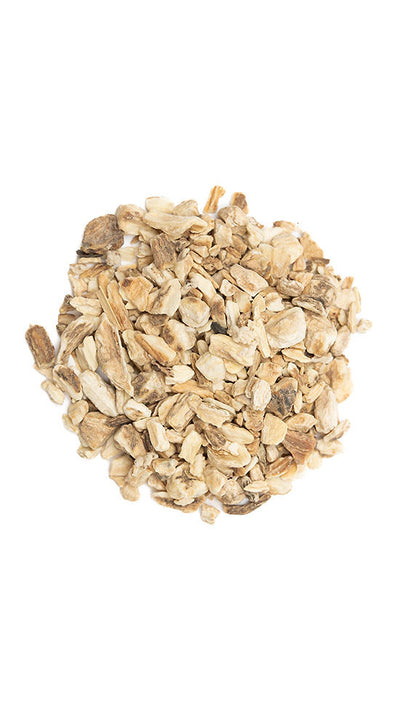 Burdock organic dried root cut and sift pile