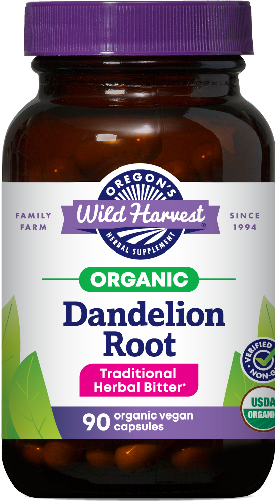 Dandelion organic 90ct capsules bottle front