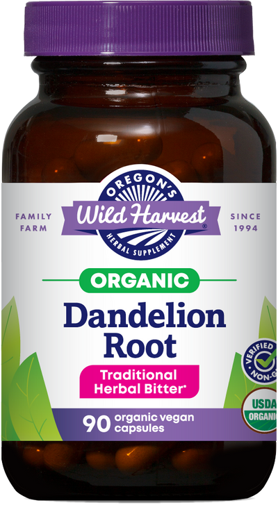 Dandelion organic 90ct capsules bottle front