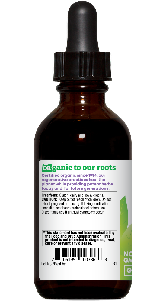 Ginger organic 2oz extract bottle left