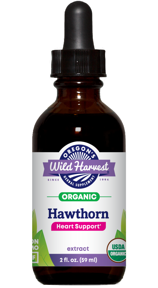 Hawthorn organic 2oz extract bottle front