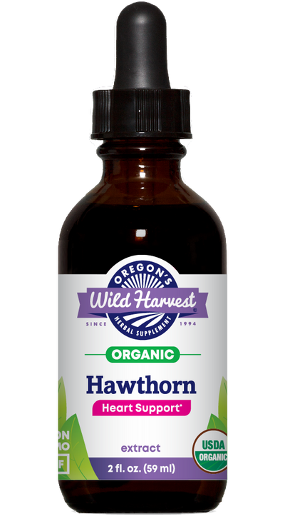 Hawthorn organic 2oz extract bottle front