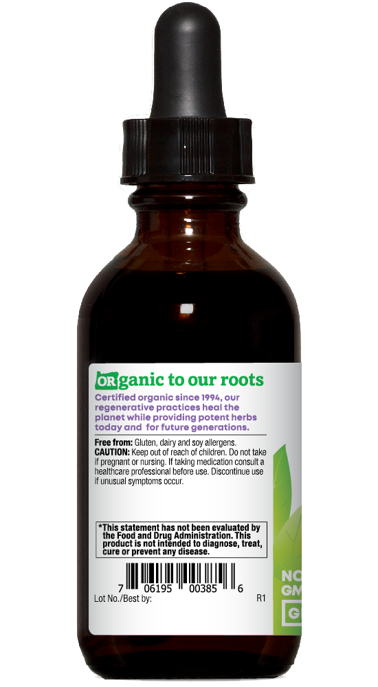 Hawthorn organic 2oz extract bottle left