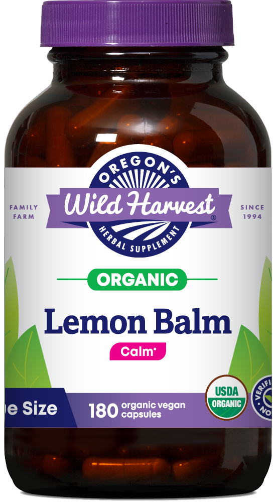 Lemon Balm organic 180ct capsules bottle front