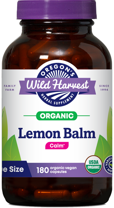 Lemon Balm organic 180ct capsules bottle front