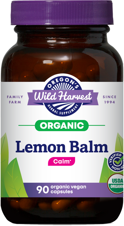 Lemon Balm organic 90ct capsules bottle front