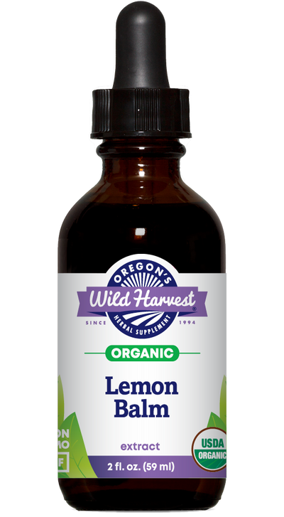 Lemon Balm organic 2oz extract bottle front