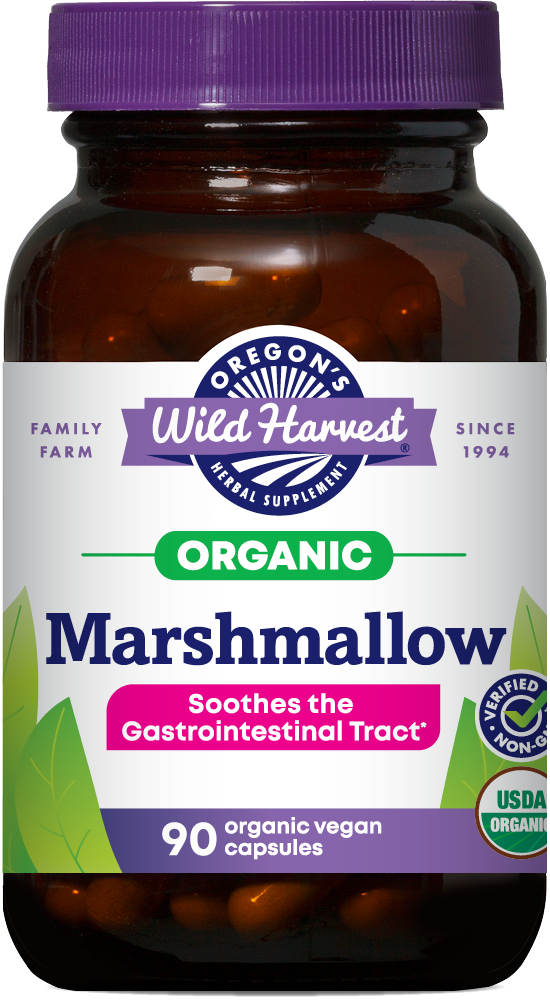 Marshmallow organic 90ct capsules bottle front