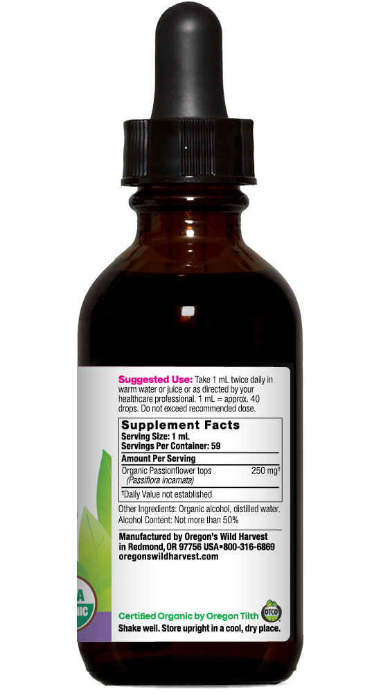 Passionflower organic 2oz extract bottle right