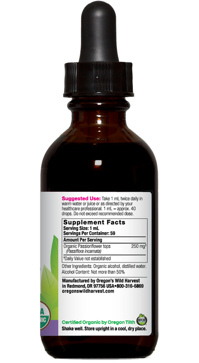 Passionflower organic 2oz extract bottle right