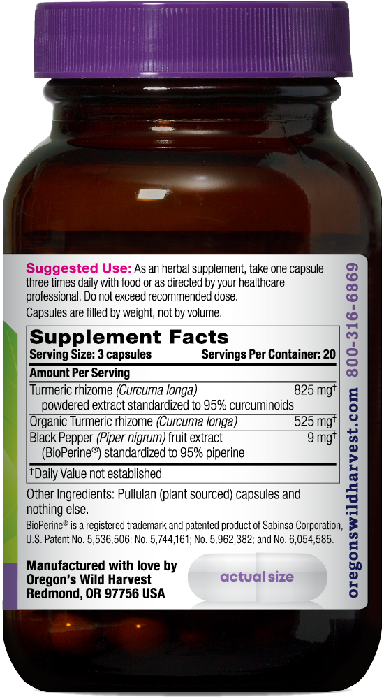 Turmeric 60ct capsules bottle right