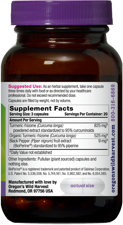 Turmeric 60ct capsules bottle right