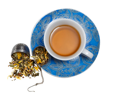 overhead image of a cup of immunity boosting tea