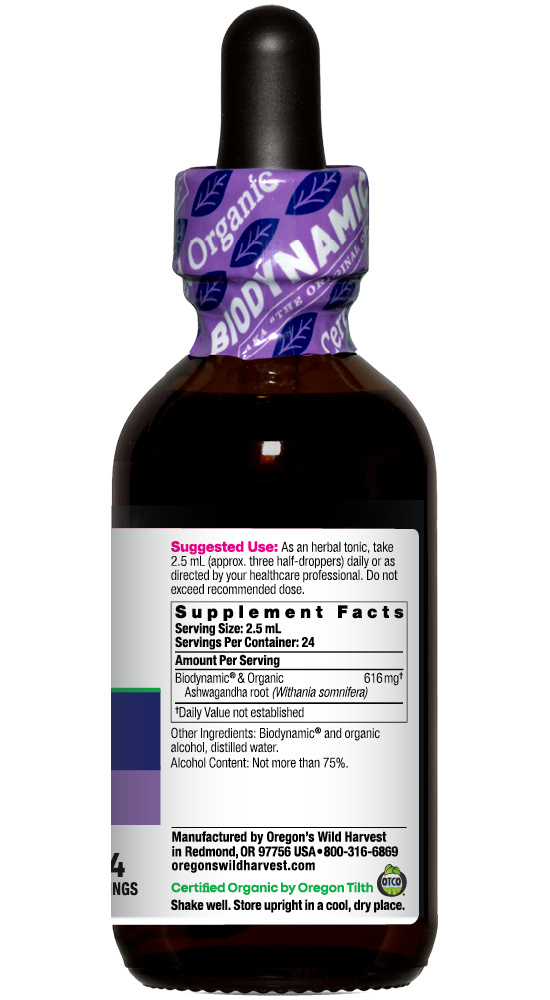 Ashwagandha, Biodynamic Herbal Tonic 2 oz – Oregon's Wild Harvest