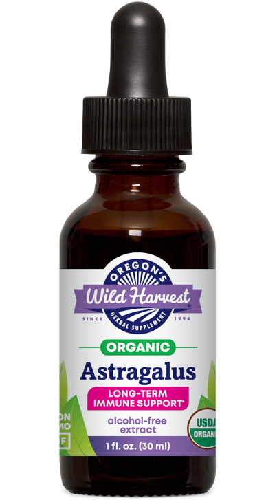 Astragalus alcohol free organic 1oz extract bottle front