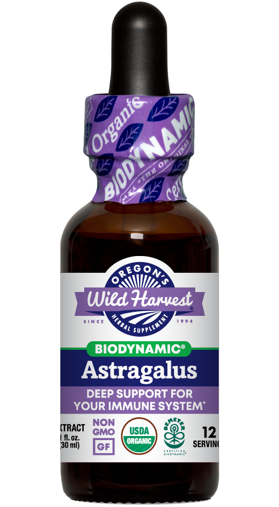 Astragalus organic 1oz Biodynamic Herbal Tonic bottle front