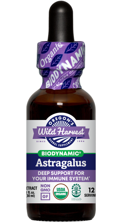 Astragalus organic 1oz Biodynamic Herbal Tonic bottle front