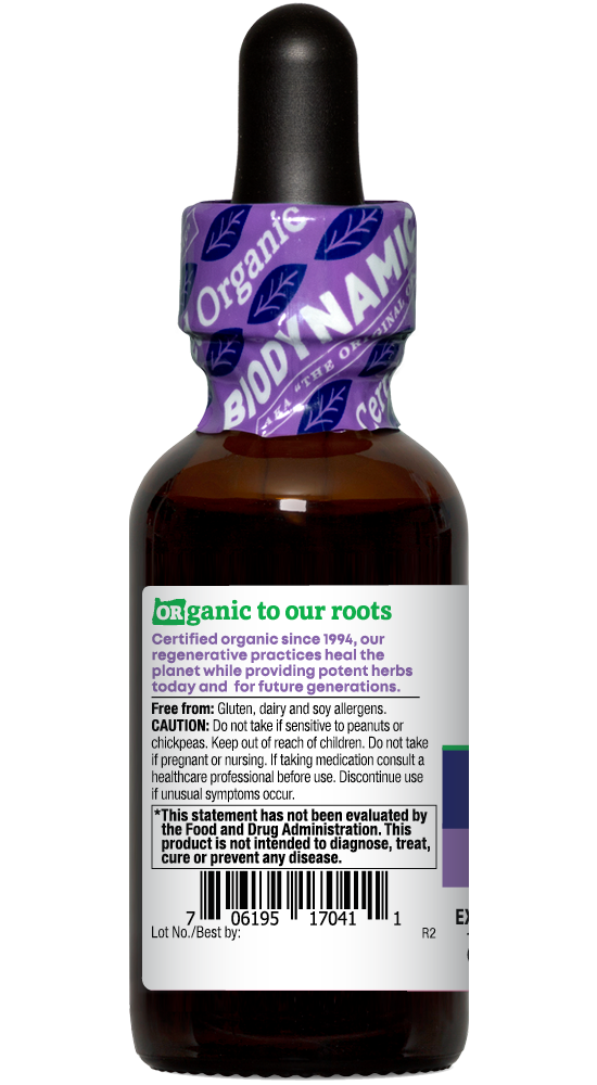 Astragalus organic 1oz Biodynamic Herbal Tonic bottle left