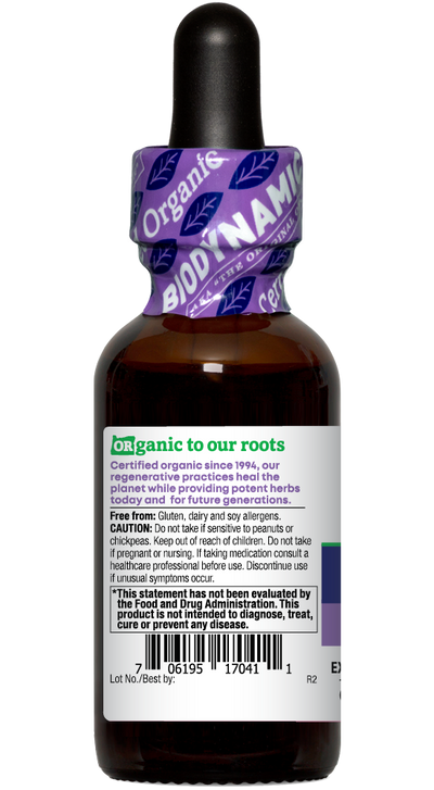 Astragalus organic 1oz Biodynamic Herbal Tonic bottle left