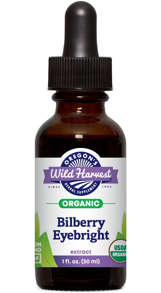 Bilberry Eyebright organic 1oz extract bottle front