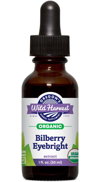 Bilberry Eyebright organic 1oz extract bottle front