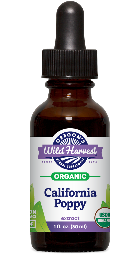 California Poppy organic 1oz extract bottle front