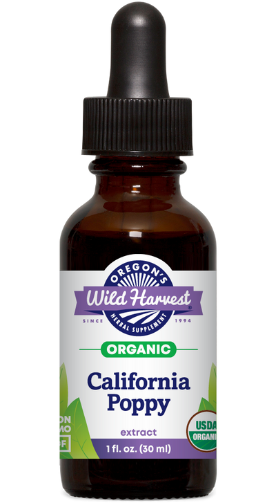 California Poppy organic 1oz extract bottle front