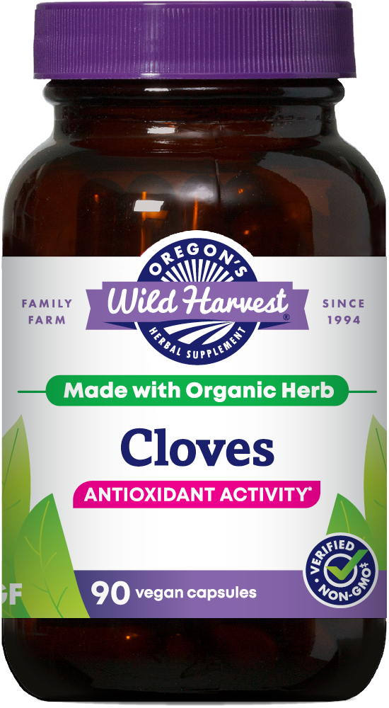 Cloves 90ct capsules bottle front