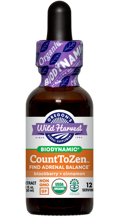 CountToZen™ organic 1oz Biodynamic Herbal Tonic bottle front