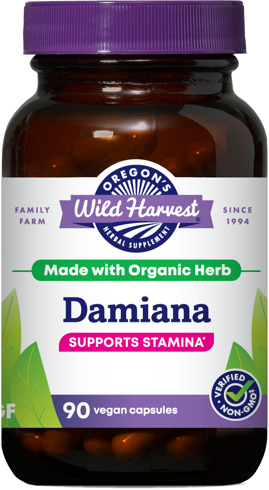 Damiana 90ct capsules bottle front