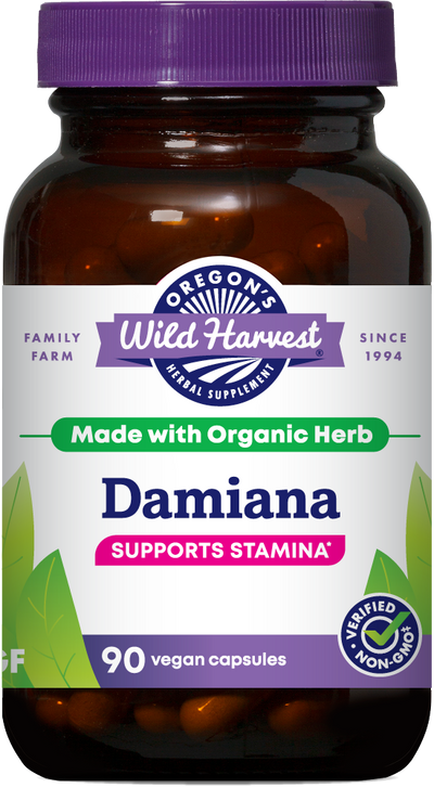 Damiana 90ct capsules bottle front