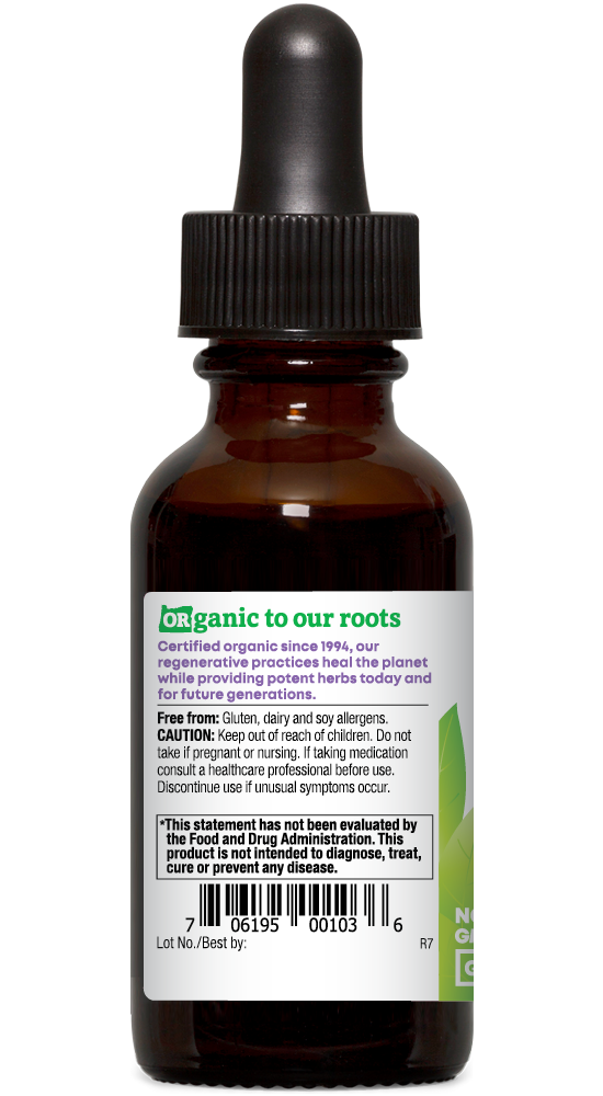 Dandelion root organic 1oz extract bottle left