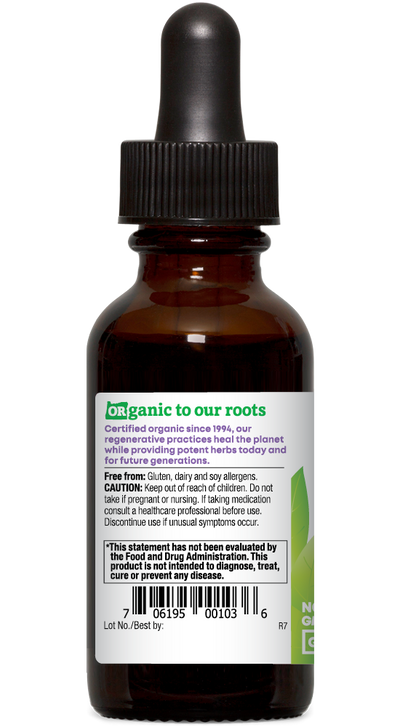 Dandelion root organic 1oz extract bottle left