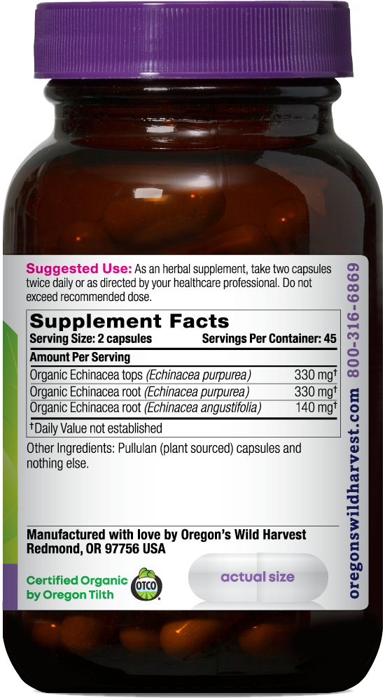 Echinacea 90ct capsules bottle right