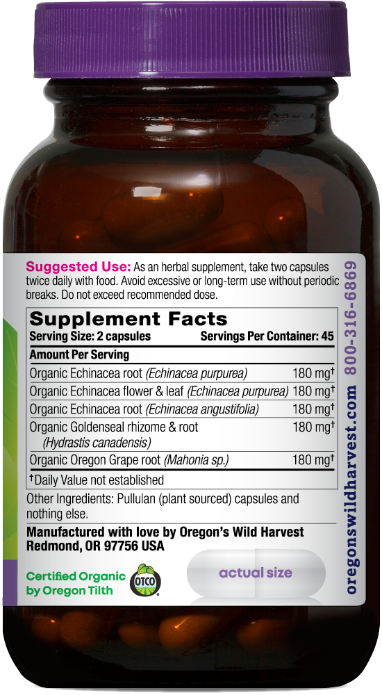 Echinacea Goldenseal 90ct capsules bottle right