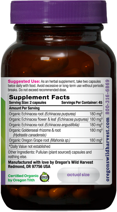 Echinacea Goldenseal 90ct capsules bottle right