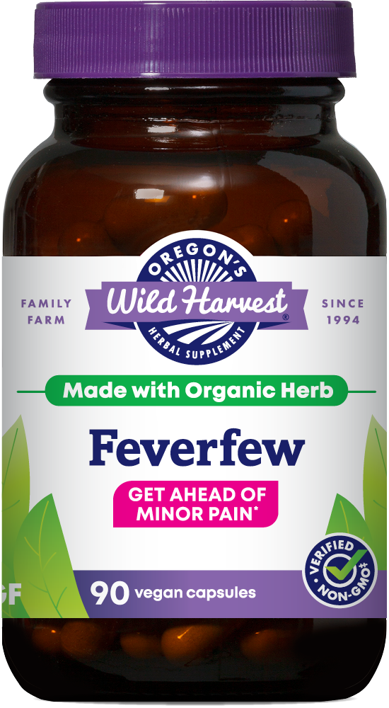 Feverfew 90ct capsules bottle front