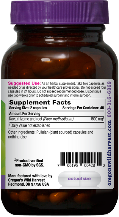 Kava 90ct capsules bottle right