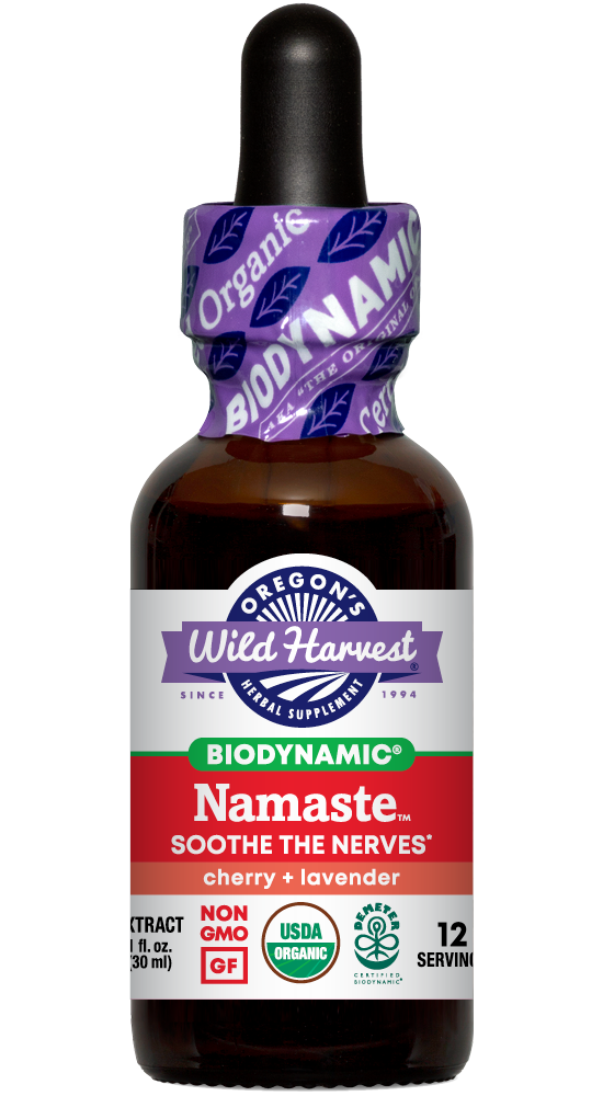 Namaste™ organic 1oz Biodynamic Herbal Tonic bottle front