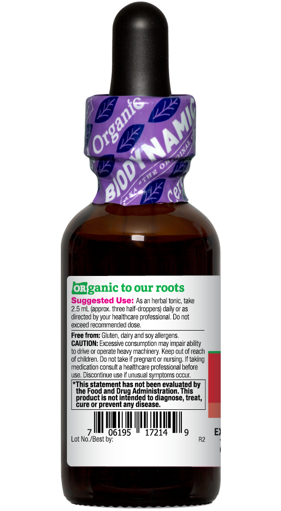 Namaste™ organic 1oz Biodynamic Herbal Tonic bottle left