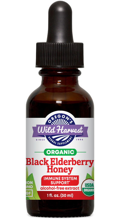 Black Elderberry Honey, Organic Alcohol-free 1 oz