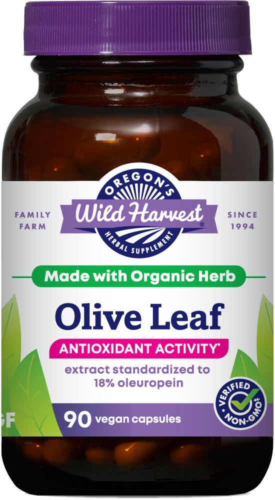 Olive Leaf 90ct capsules bottle front