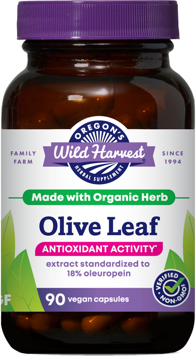 Olive Leaf 90ct capsules bottle front