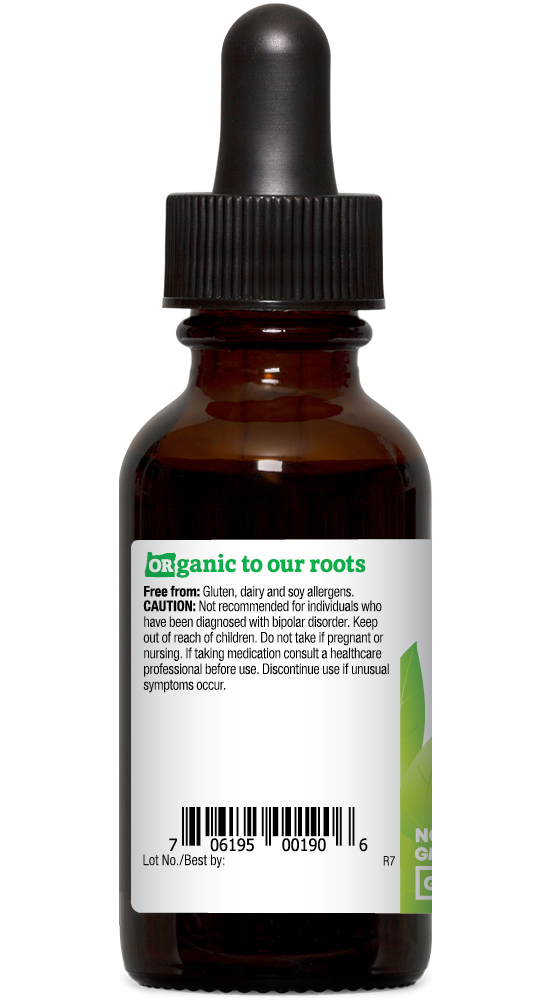 Rhodiola organic 1oz extract bottle left