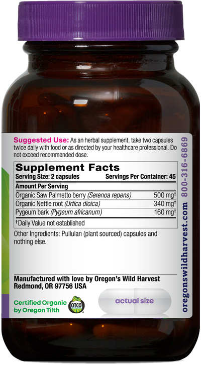 Saw Palmetto Pygeum 90ct capsules bottle right