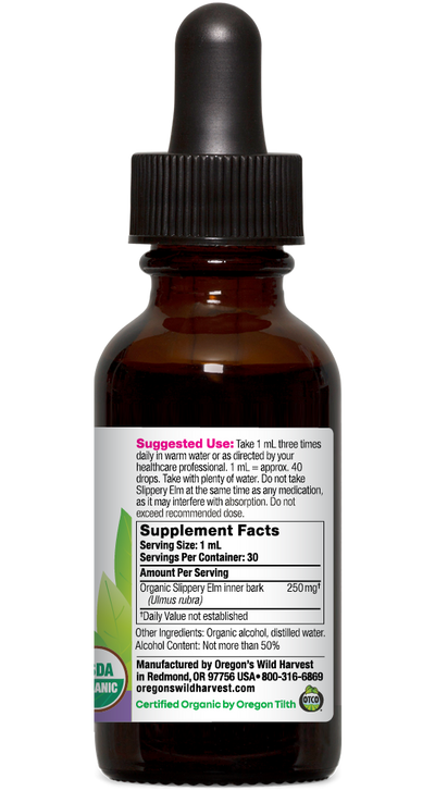 Slippery Elm organic 1oz extract bottle right