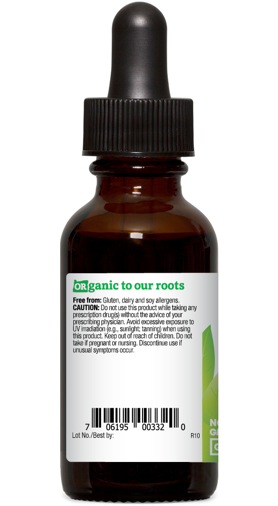 St. John's Wort alcohol removed organic 1oz extract bottle left